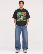 Mockup Boxy Heavyweight Tee Black male full-body 10