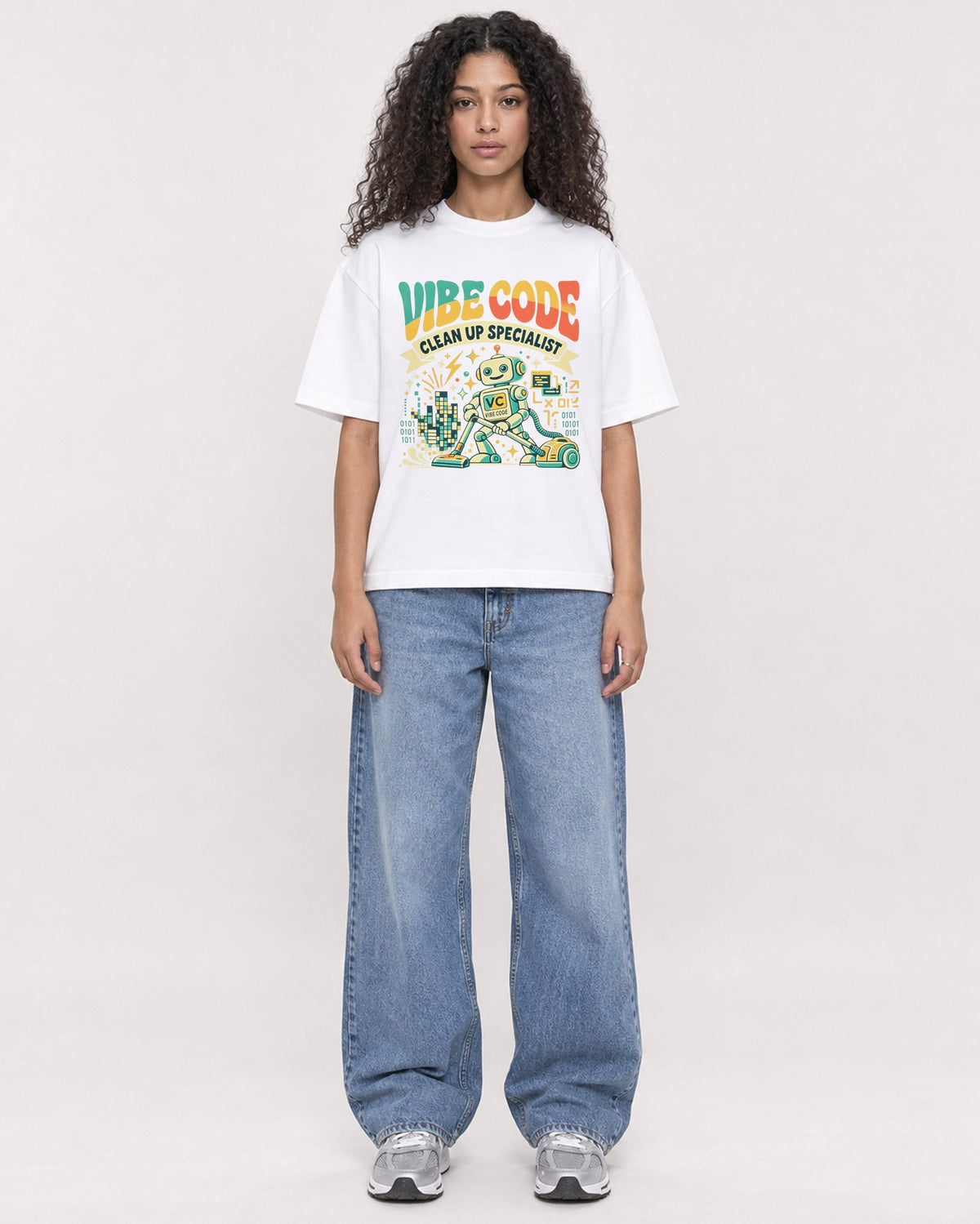 Mockup Boxy Heavyweight Tee White female full-body 10