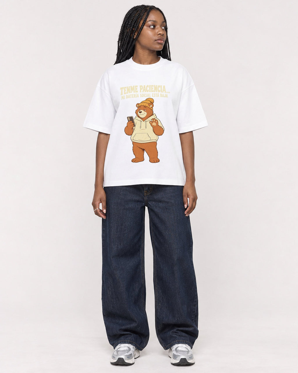 Mockup Boxy Heavyweight Tee White female full-body 04