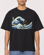 Mockup Boxy Heavyweight Tee Black male close-up 10