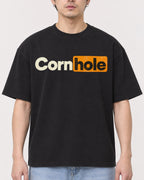 Mockup Boxy Heavyweight Tee Black male close-up 13