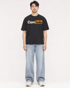 Mockup Boxy Heavyweight Tee Black male full-body 13
