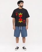 Mockup Boxy Heavyweight Tee Black male full-body 07
