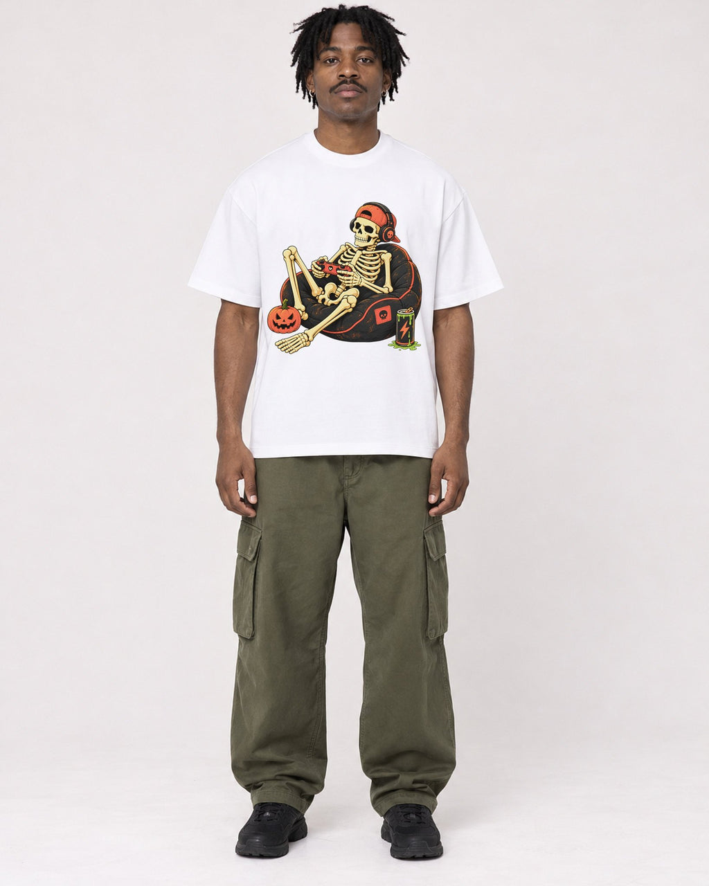 Mockup Boxy Heavyweight Tee White male full-body 04