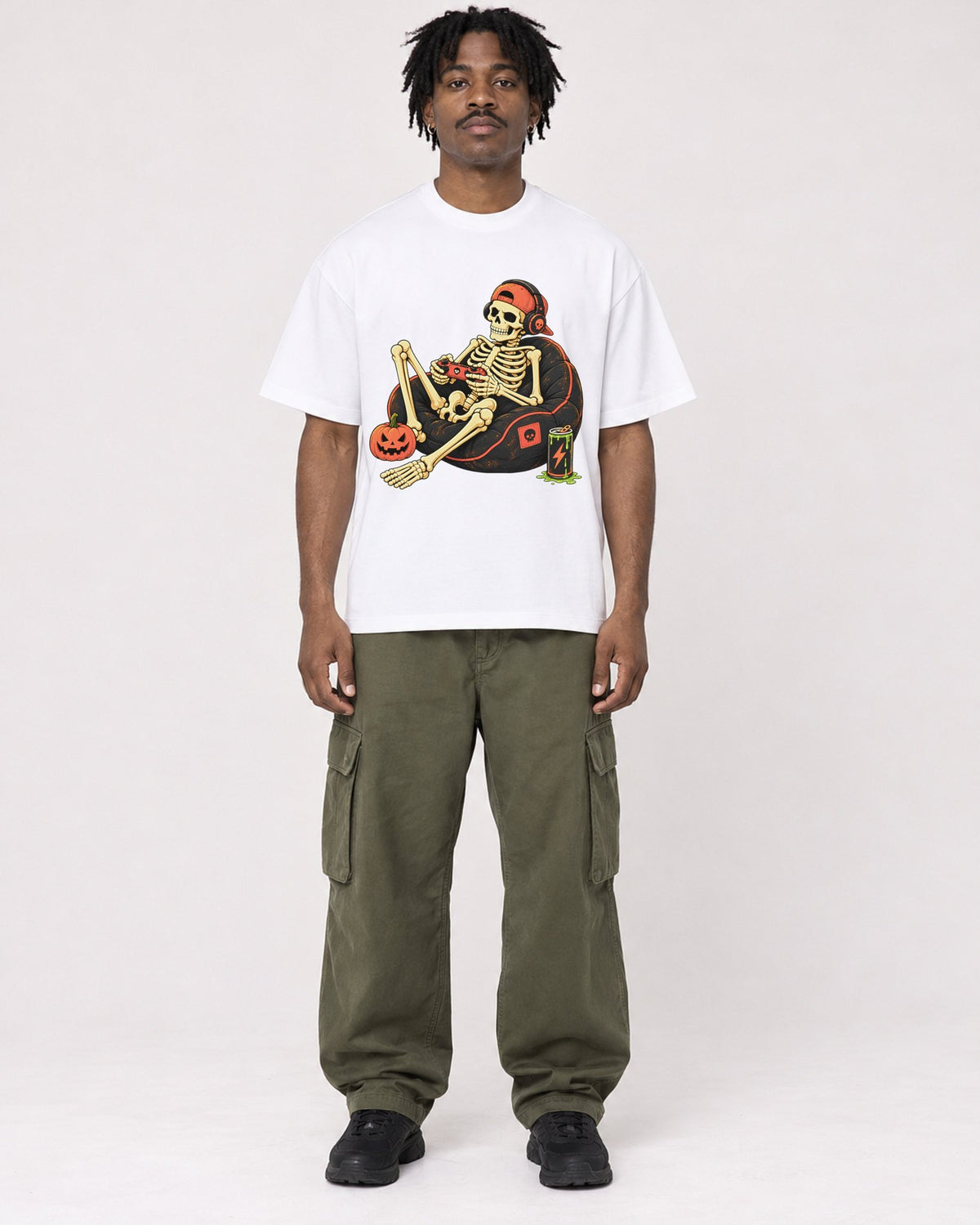 Mockup Boxy Heavyweight Tee White male full-body 04