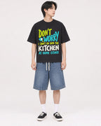 Mockup Boxy Heavyweight Tee Black male full-body 11