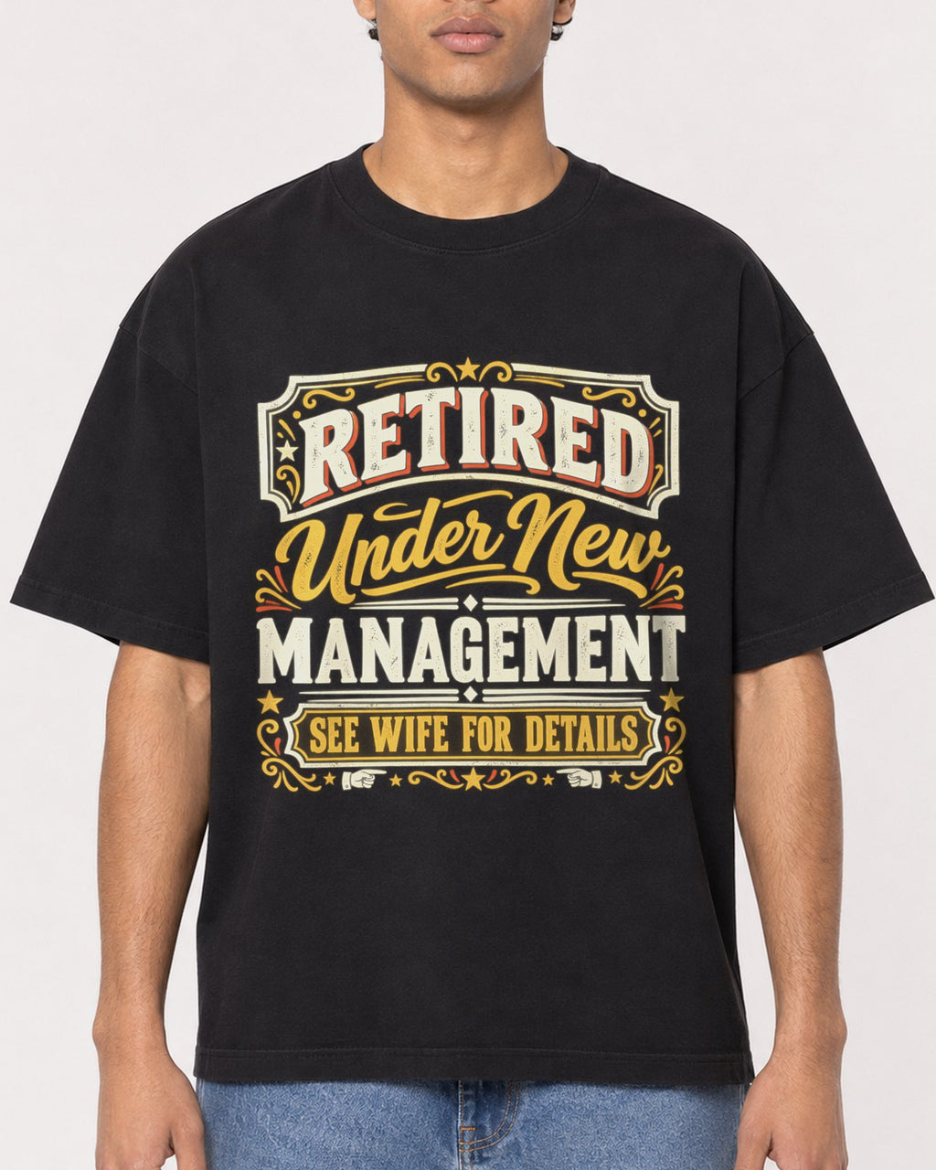 Mockup Boxy Heavyweight Tee Black male close-up 10