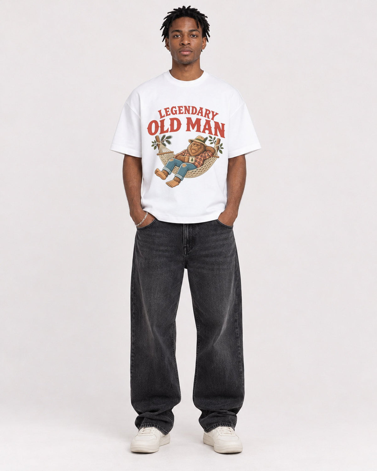 Mockup Boxy Heavyweight Tee White male full-body 05