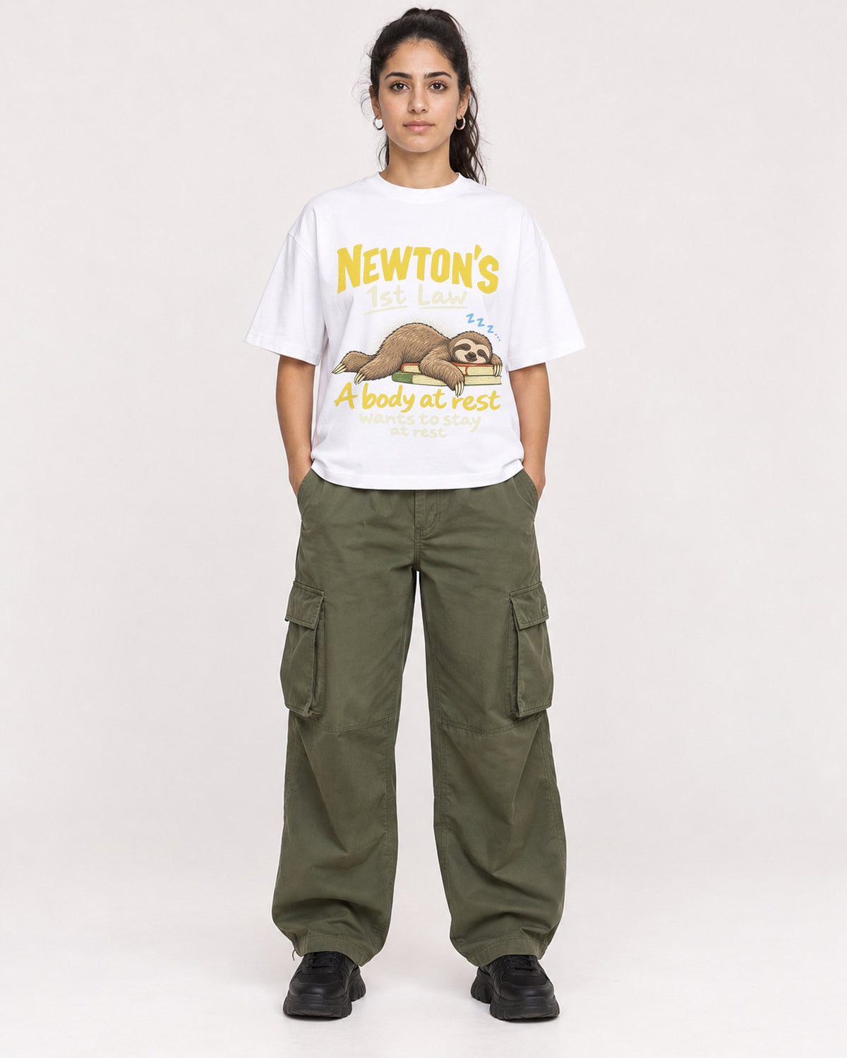 Mockup Boxy Heavyweight Tee White female full-body 47