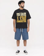 Mockup Boxy Heavyweight Tee Black male full-body 07