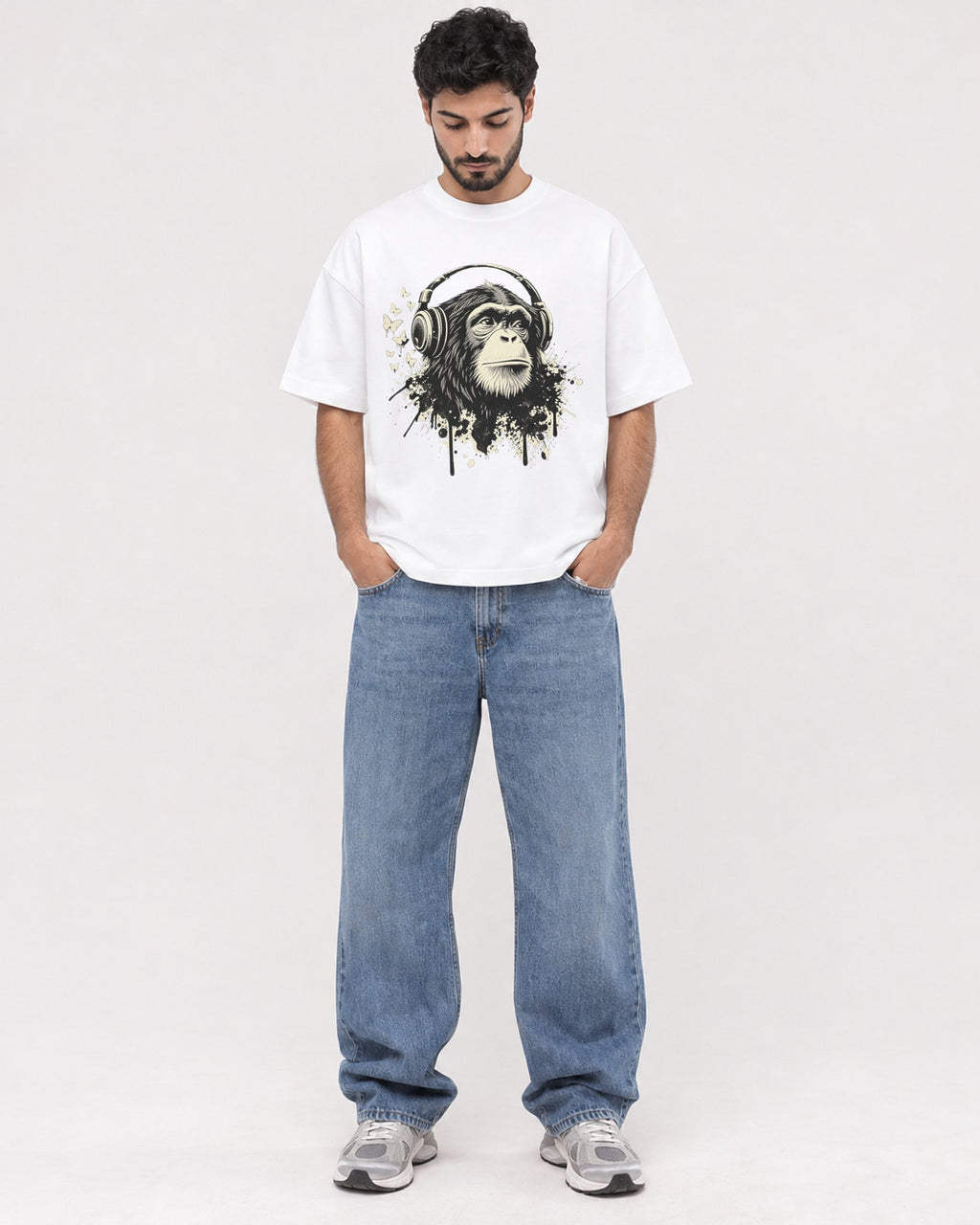 Mockup Boxy Heavyweight Tee White male full-body 07