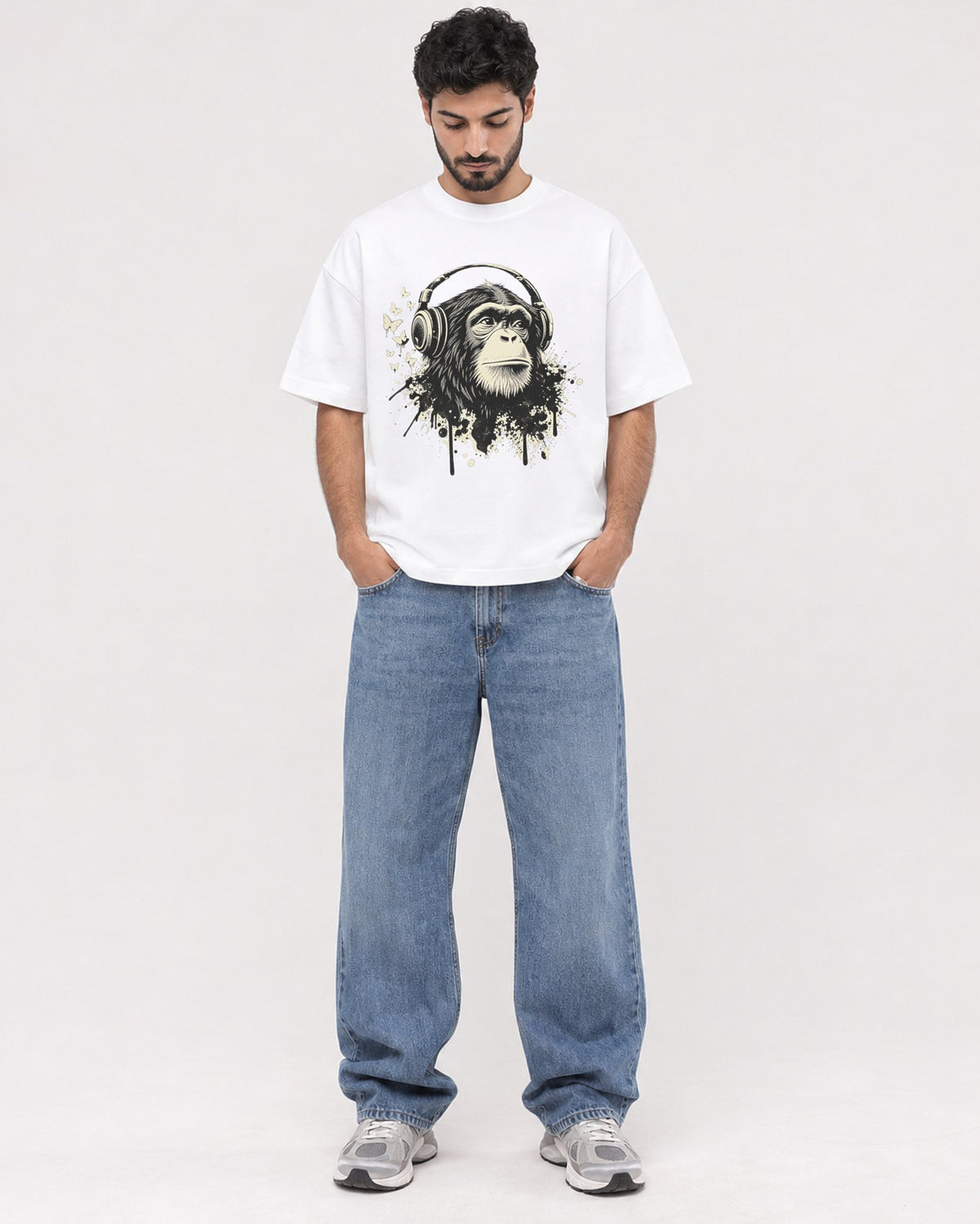 Mockup Boxy Heavyweight Tee White male full-body 07