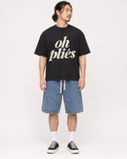 Mockup Boxy Heavyweight Tee Black male full-body 43