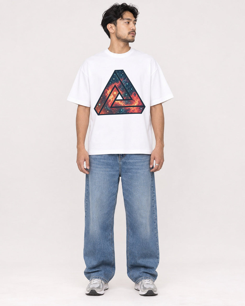 Mockup Boxy Heavyweight Tee White male full-body 02