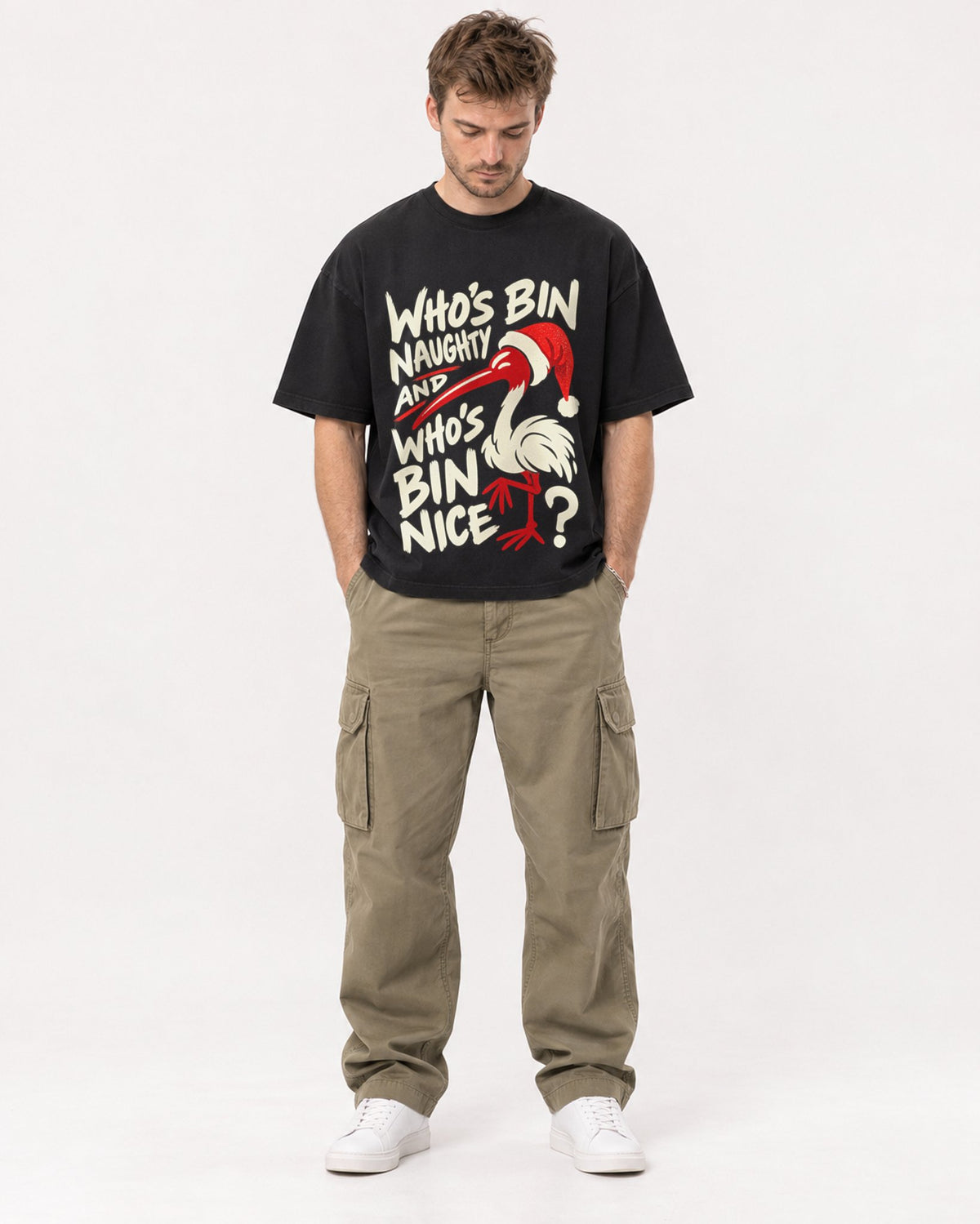 Mockup Boxy Heavyweight Tee Black male full-body 08