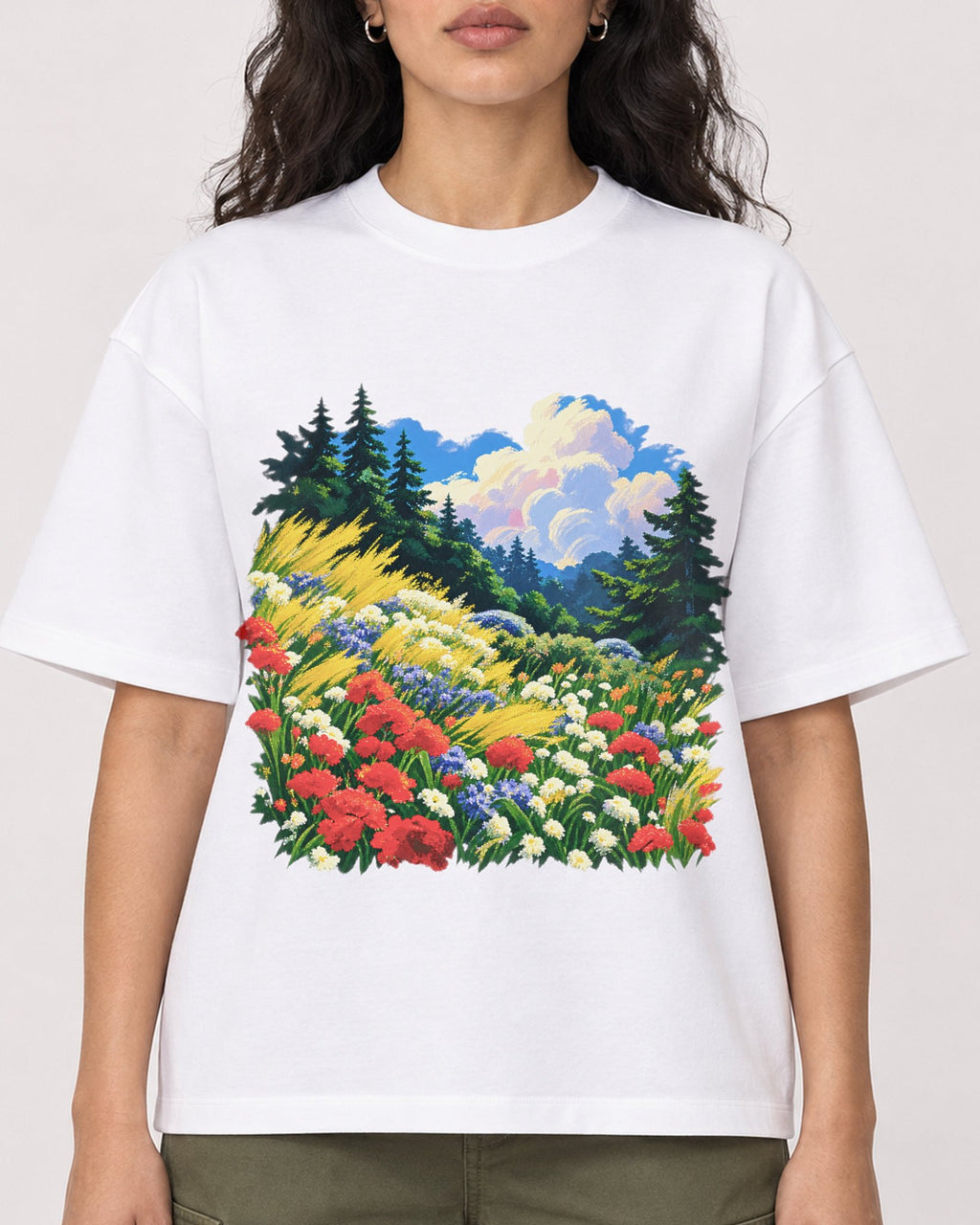 Mockup Boxy Heavyweight Tee White female close-up 07