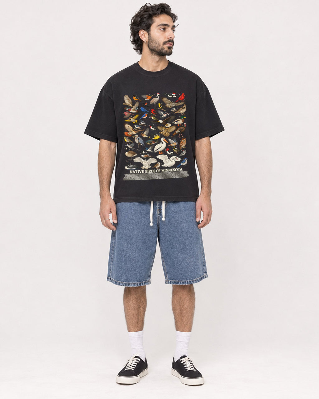 Mockup Boxy Heavyweight Tee Black male full-body 47