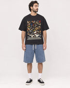 Mockup Boxy Heavyweight Tee Black male full-body 47