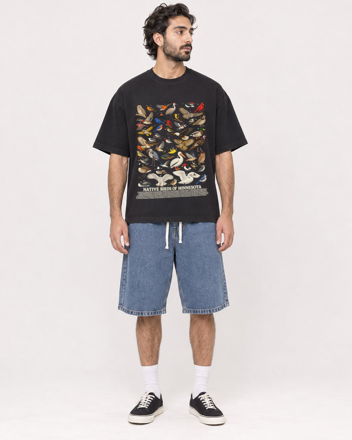 Mockup Boxy Heavyweight Tee Black male full-body 47