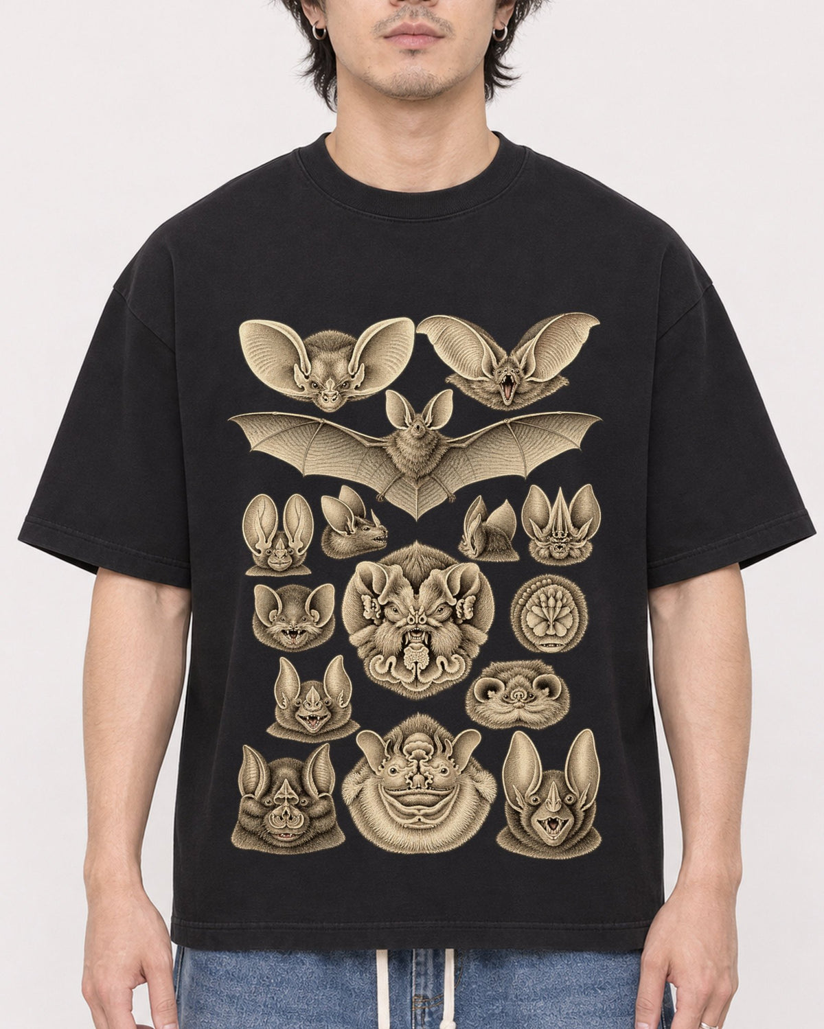 Mockup Boxy Heavyweight Tee Black male close-up 03