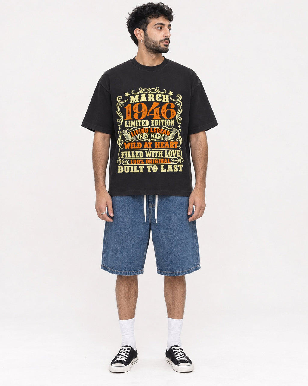 Mockup Boxy Heavyweight Tee Black male full-body 07