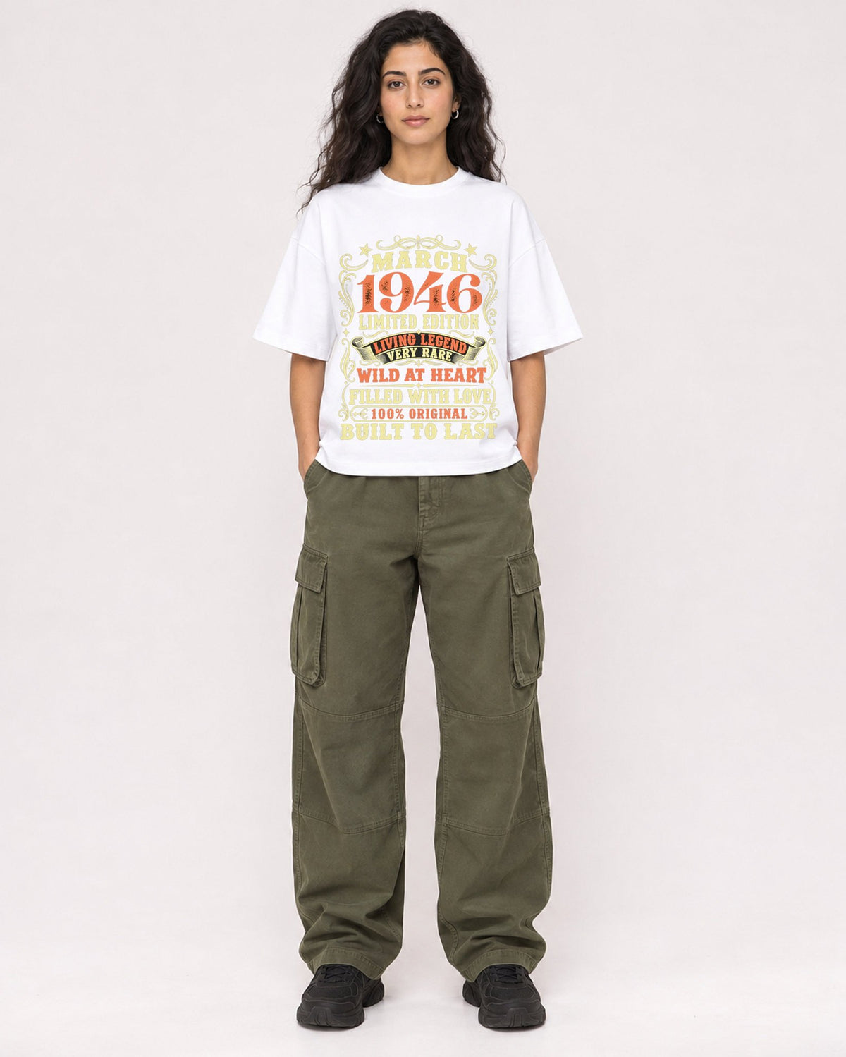 Mockup Boxy Heavyweight Tee White female full-body 07