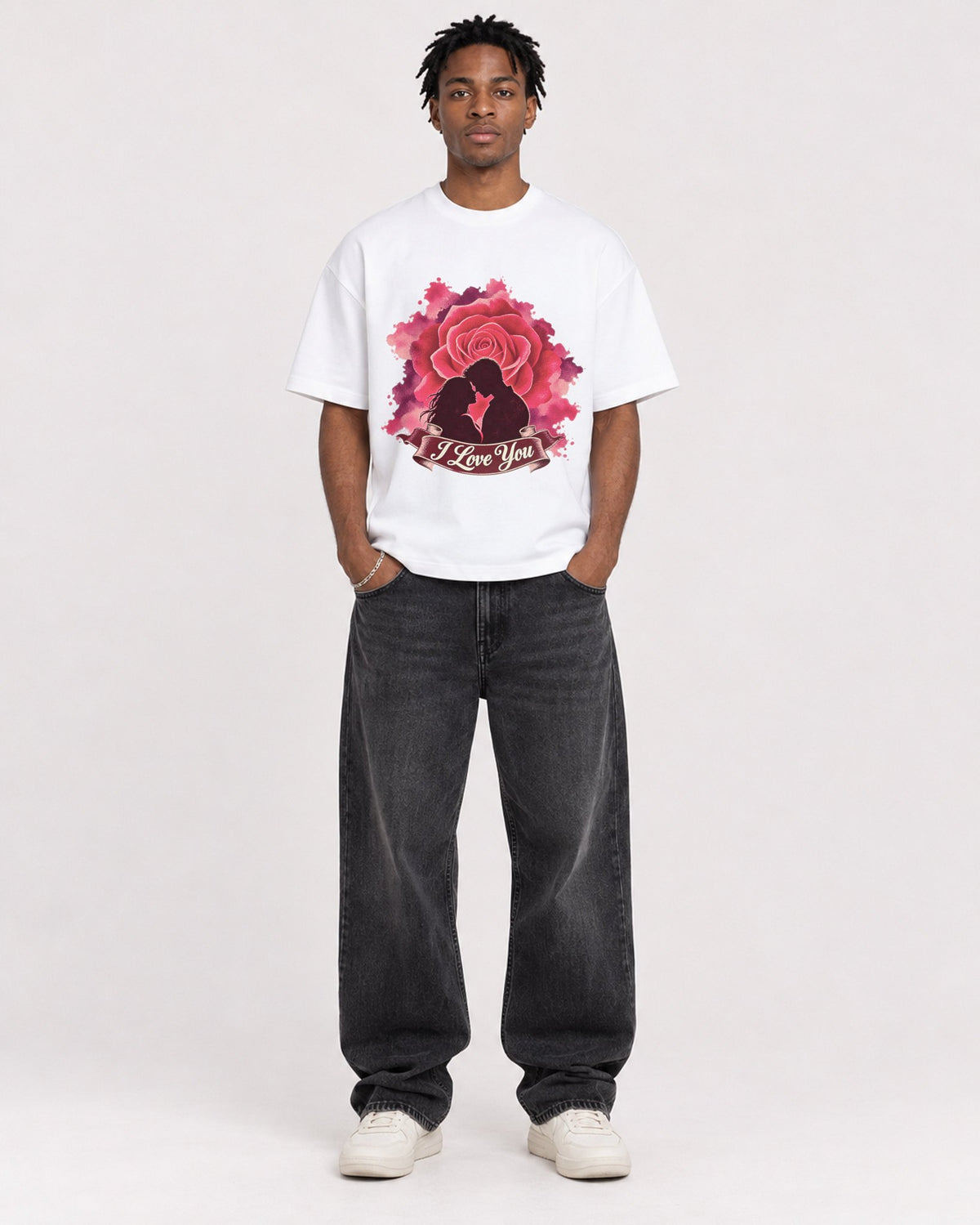 Mockup Boxy Heavyweight Tee White male full-body 05