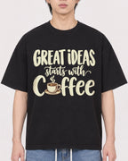 Mockup Boxy Heavyweight Tee Black male close-up 11