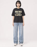 Mockup Boxy Heavyweight Tee Black female full-body 11