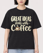 Mockup Boxy Heavyweight Tee Black female close-up 11