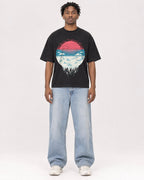 Mockup Boxy Heavyweight Tee Black male full-body 05