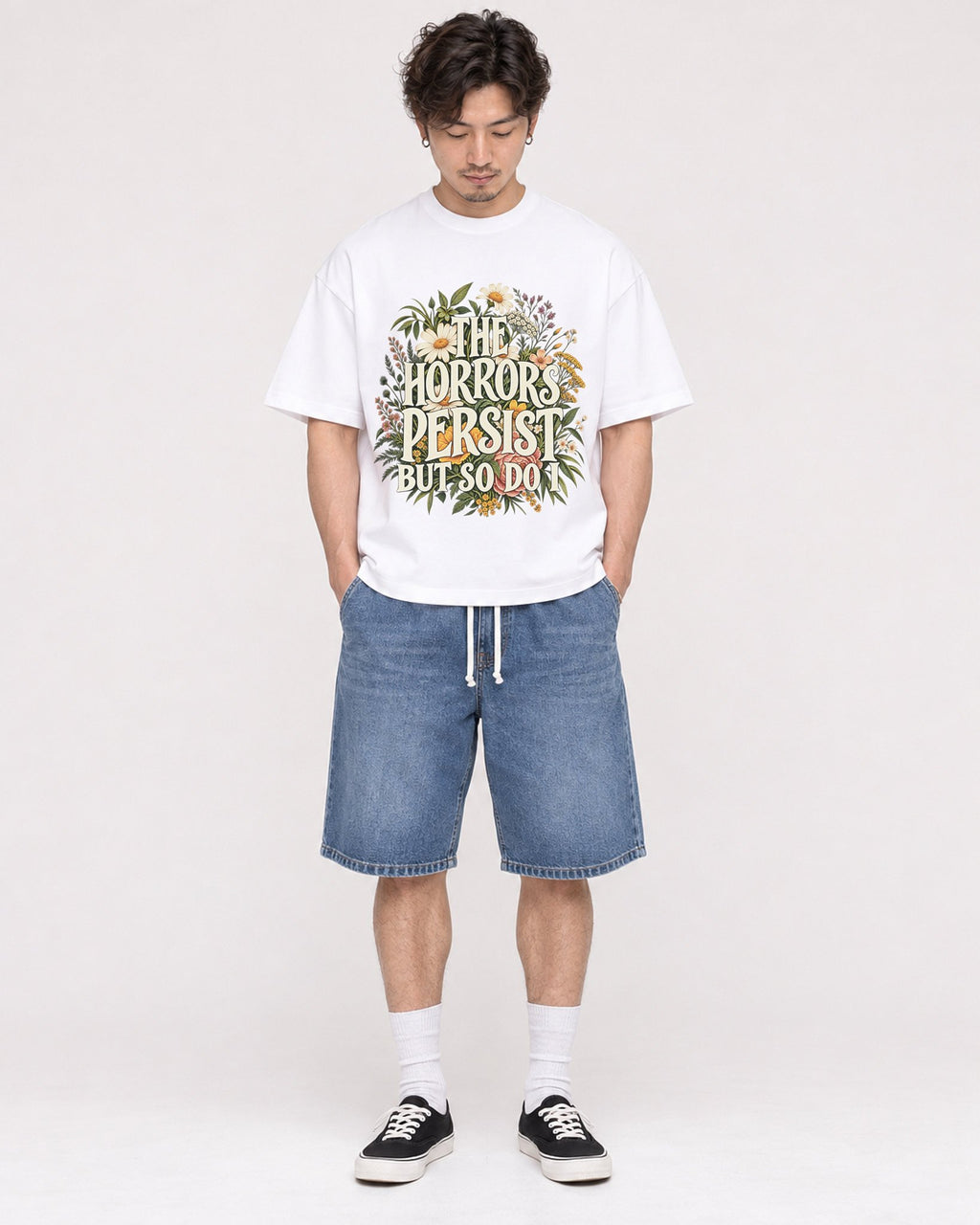 Mockup Boxy Heavyweight Tee White male full-body 03
