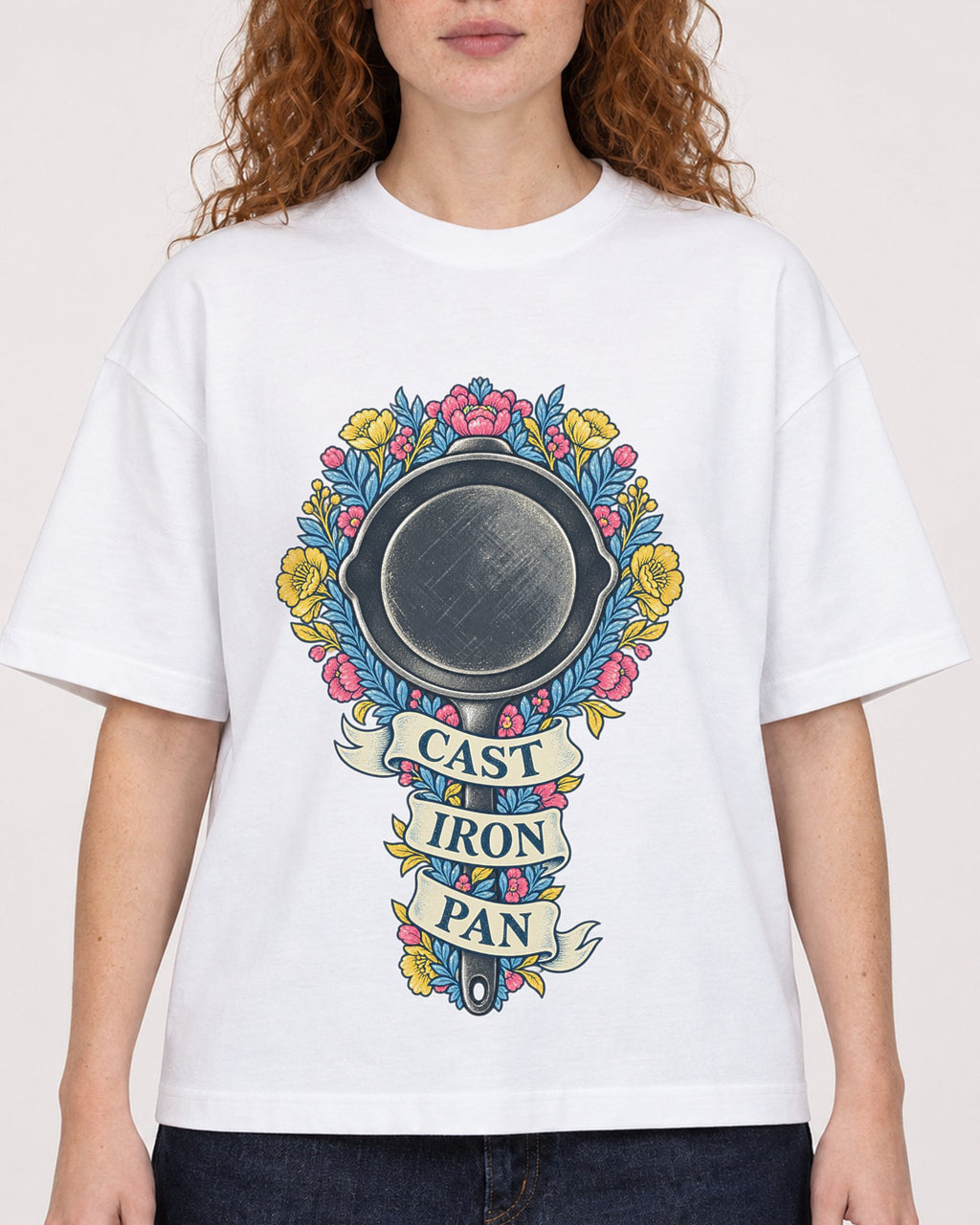 Mockup Boxy Heavyweight Tee White female close-up 09