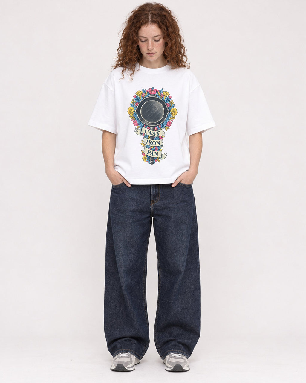 Mockup Boxy Heavyweight Tee White female full-body 09