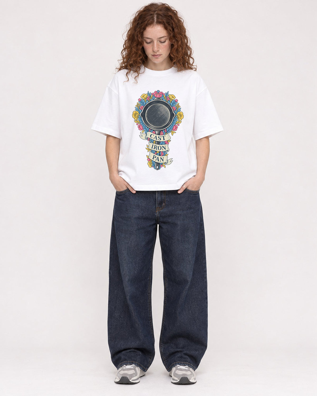 Mockup Boxy Heavyweight Tee White female full-body 09