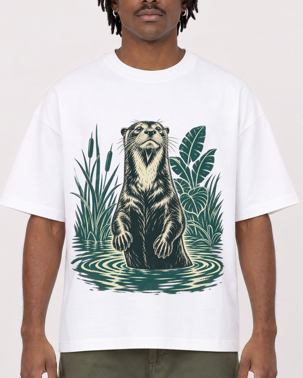 Mockup Boxy Heavyweight Tee White male close-up 04