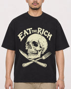 Mockup Boxy Heavyweight Tee Black male close-up 32