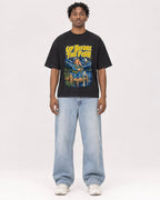 Mockup Boxy Heavyweight Tee Black male full-body 05