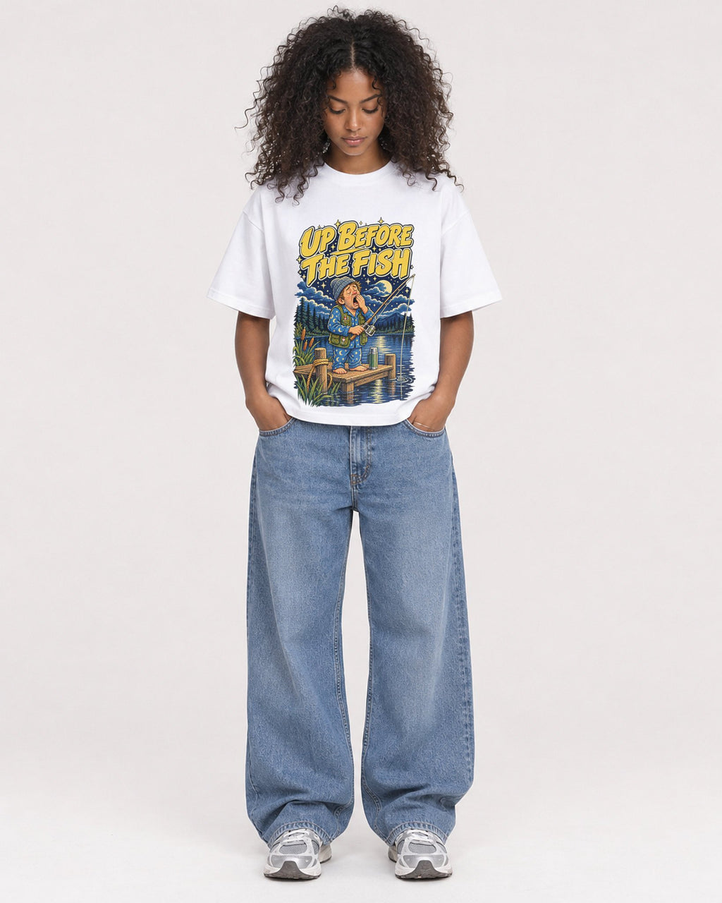 Mockup Boxy Heavyweight Tee White female full-body 05