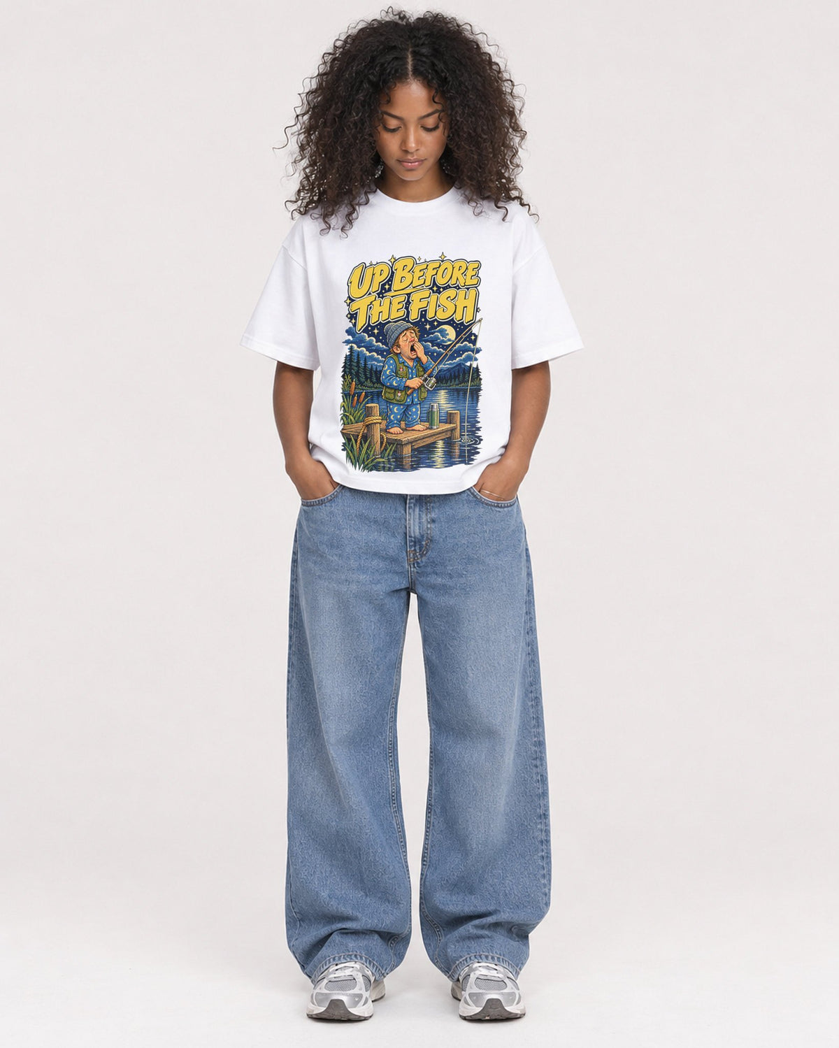 Mockup Boxy Heavyweight Tee White female full-body 05