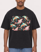 Mockup Boxy Heavyweight Tee Black male close-up 14