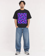 Mockup Boxy Heavyweight Tee Black male full-body 02
