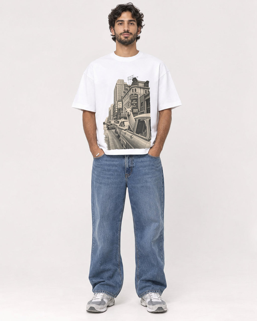 Mockup Boxy Heavyweight Tee White male full-body 17