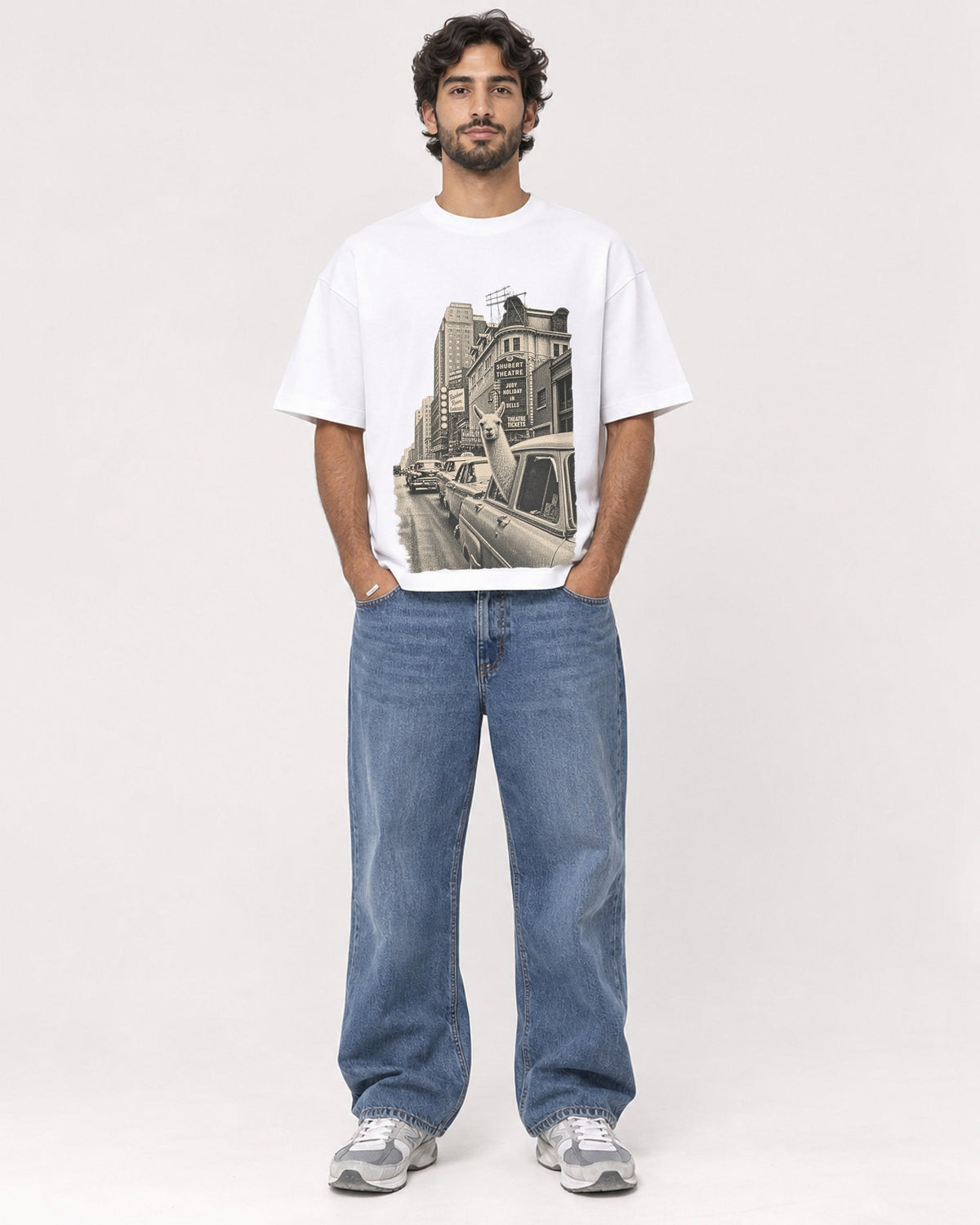 Mockup Boxy Heavyweight Tee White male full-body 17