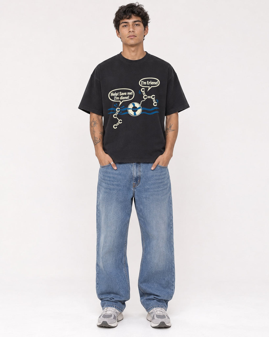 Mockup Boxy Heavyweight Tee Black male full-body 06
