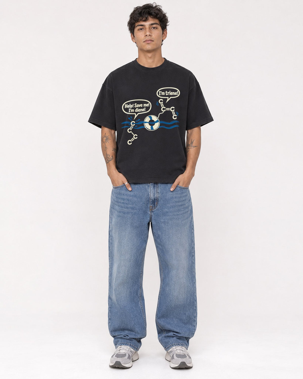 Mockup Boxy Heavyweight Tee Black male full-body 06