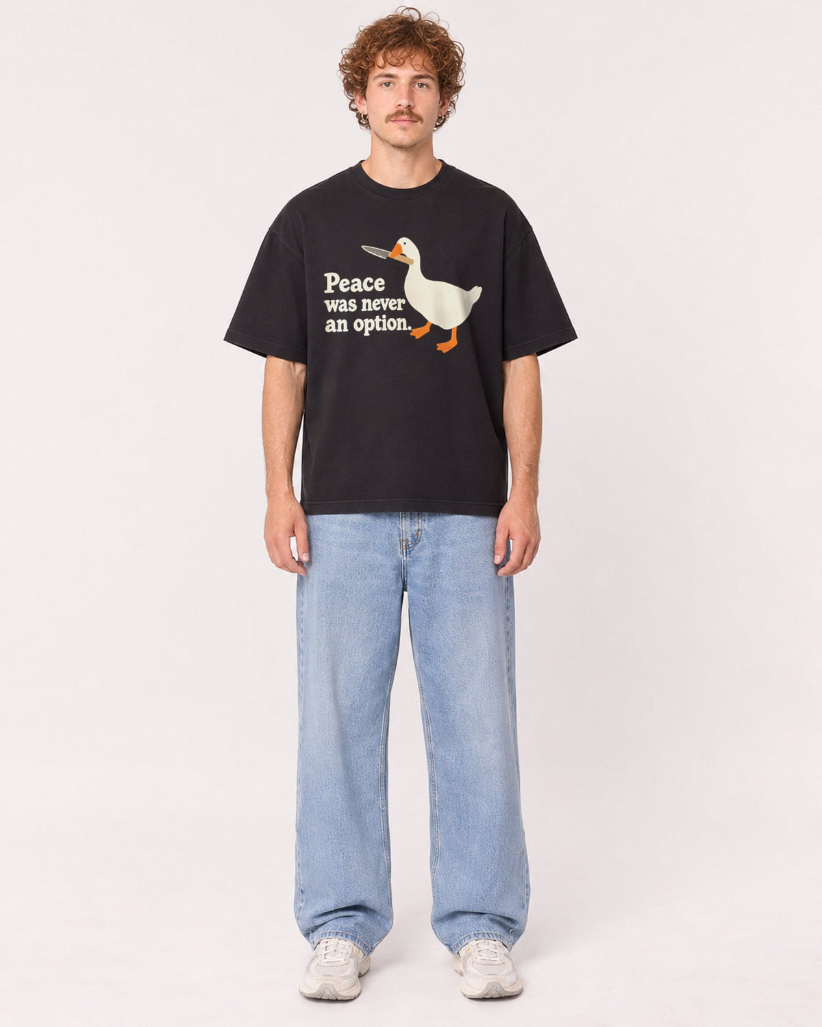 Mockup Boxy Heavyweight Tee Black male full-body 09