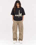 Mockup Boxy Heavyweight Tee Black female full-body 02