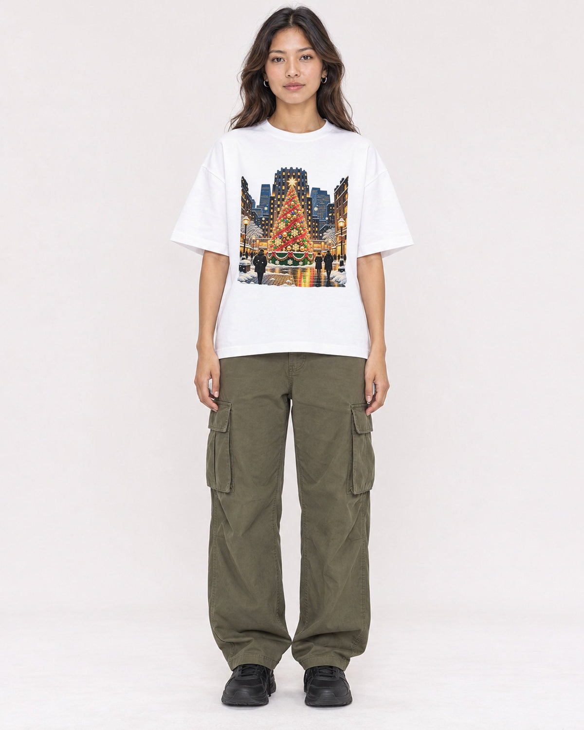 Mockup Boxy Heavyweight Tee White female full-body 02