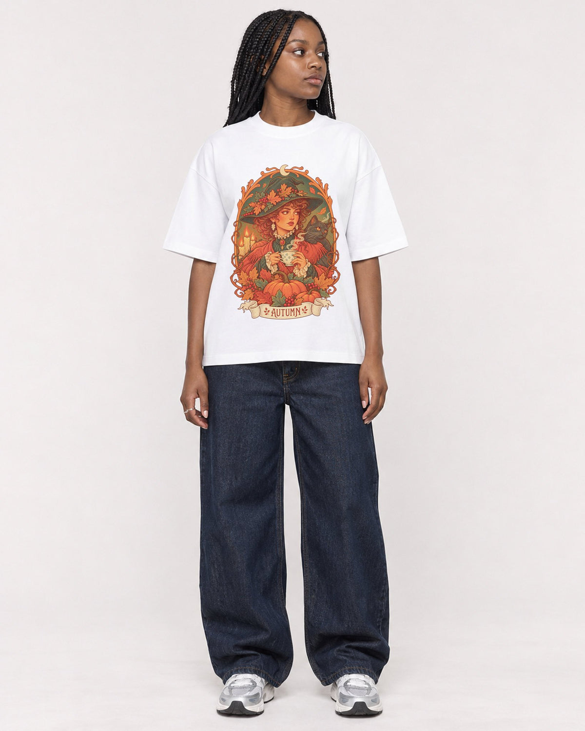 Mockup Boxy Heavyweight Tee White female full-body 04